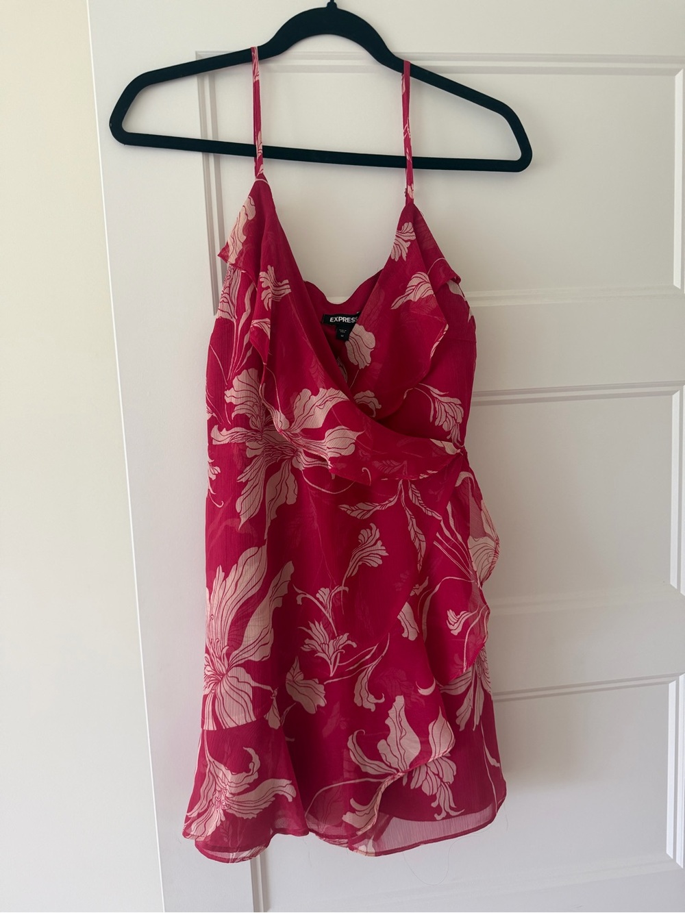Express Fuchsia Floral Wrap Top
